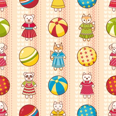 Çocuk oyuncak seamless modeli. Kartpostal, afiş, el ilanı için tasarım öğesi