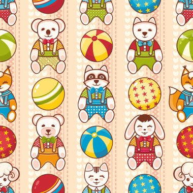 Çocuk oyuncak seamless modeli. Kartpostal, afiş, el ilanı için tasarım öğesi