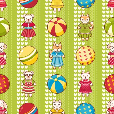 Çocuk oyuncak seamless modeli. Kartpostal, afiş, el ilanı için tasarım öğesi