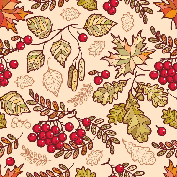 Seamless pattern. Autumn Deciduous ornament. — Stock Vector