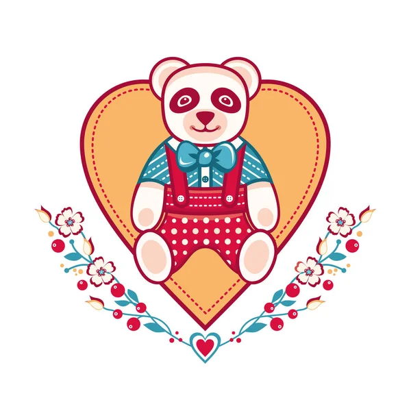 Linda tarjeta de felicitación panda — Archivo Imágenes Vectoriales
