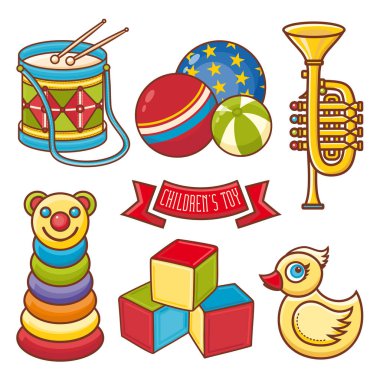 Çocuklar oyuncak seti. Bebek arka plan.