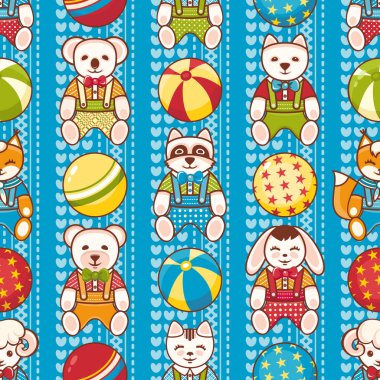 Çocuk oyuncak seamless modeli. Kartpostal, afiş, el ilanı için tasarım öğesi