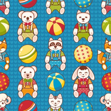 Çocuk oyuncak seamless modeli. Kartpostal, afiş, el ilanı için tasarım öğesi