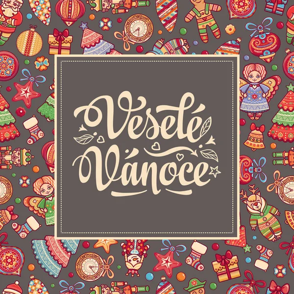 체코 언어입니다. Vesele Vanoce입니다. 크리스마스 메시지. — 스톡 벡터