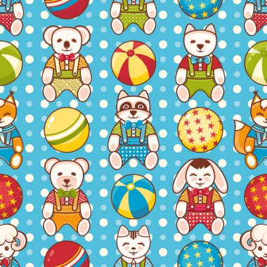 Çocuk oyuncak seamless modeli. Kartpostal, afiş, el ilanı için tasarım öğesi