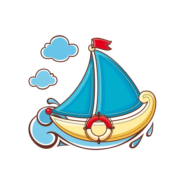 Pequeño velero. Juguete infantil . — Vector de stock