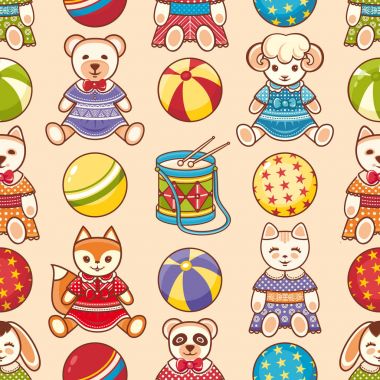 Çocuk oyuncak seamless modeli. Tasarım öğesi 