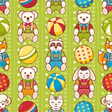 Çocuk oyuncak seamless modeli. Kartpostal, afiş, el ilanı için tasarım öğesi