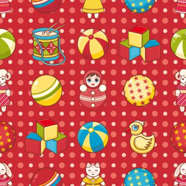 Çocuk oyuncak seamless modeli. Kartpostal, afiş, el ilanı için tasarım öğesi