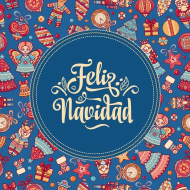 Feliz navidad. İspanyolca dil kartında Xmas