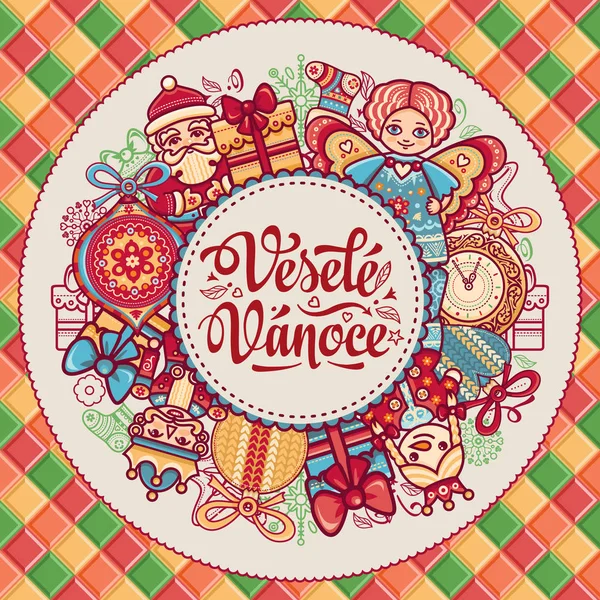 Vesele Vanoce。ベクトル。チェコ語。温かみのあります。 — ストックベクタ