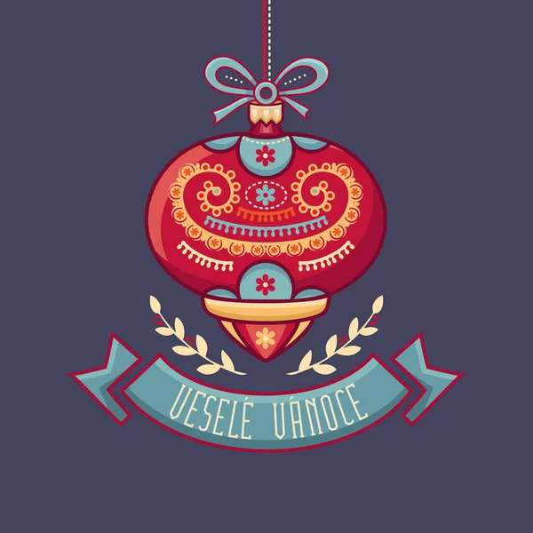 Idioma checo. Vesele Vanoce. Mensaje de Navidad . — Vector de stock