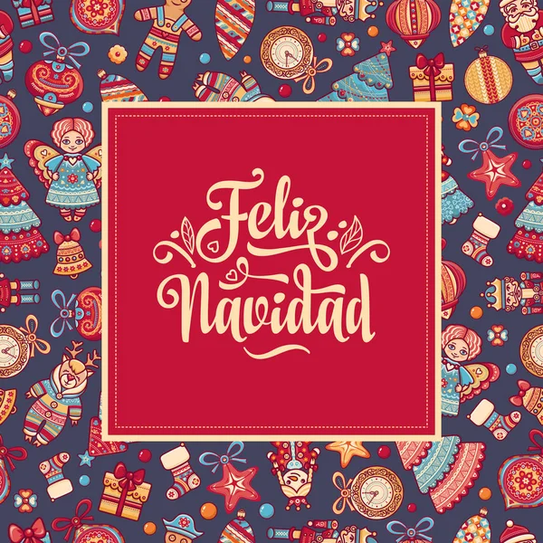 Feliz navidad. Tarjeta de Navidad en español — Archivo Imágenes Vectoriales