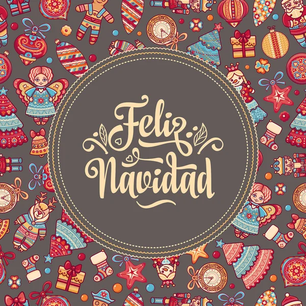 Feliz Navidad. Cartão de Natal no idioma espanhol —  Vetores de Stock