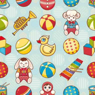 Çocuk oyuncak seamless modeli. Tasarım öğesi 