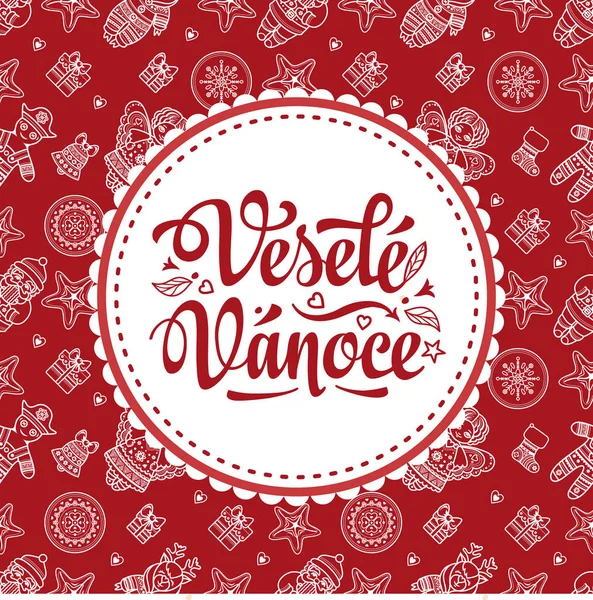 Vesele Vanoce. Mensaje de Navidad. Composición de letras con frase en checo — Vector de stock