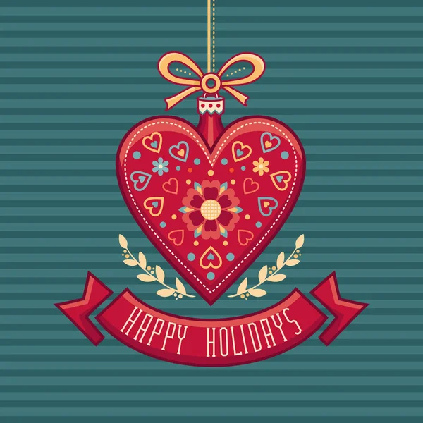 Поздравительная открытка в форме сердца. Счастливые праздники . — стоковый вектор