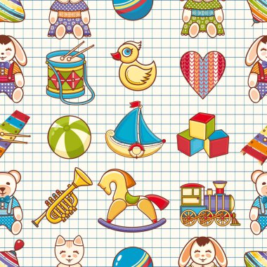 Çocuk oyuncak seamless modeli. Tasarım öğesi