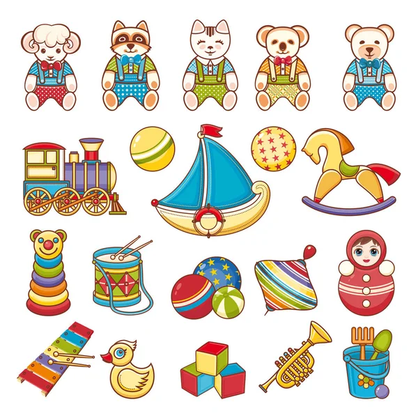 Conjunto de brinquedos para crianças. Fundo do bebê . Vetores De Stock Royalty-Free