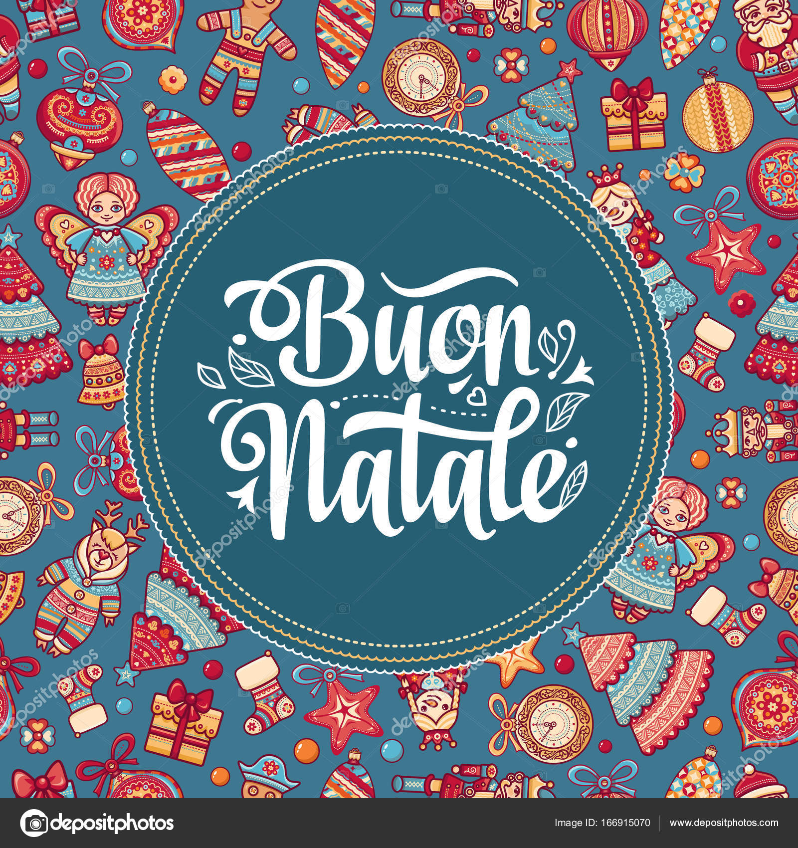 Buon Natale Card.Buon Natale Christmas Template Stock Vector C Zzn 166915070
