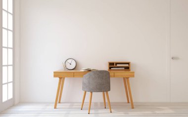 Ev ofis iç. 3D render.