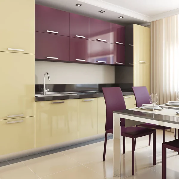 Cucina moderna interna. rendering 3d. — Foto Stock