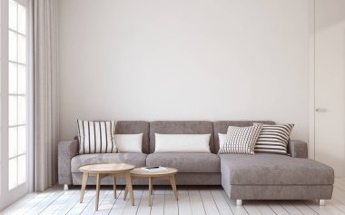 Oturma odası iç. 3D render.
