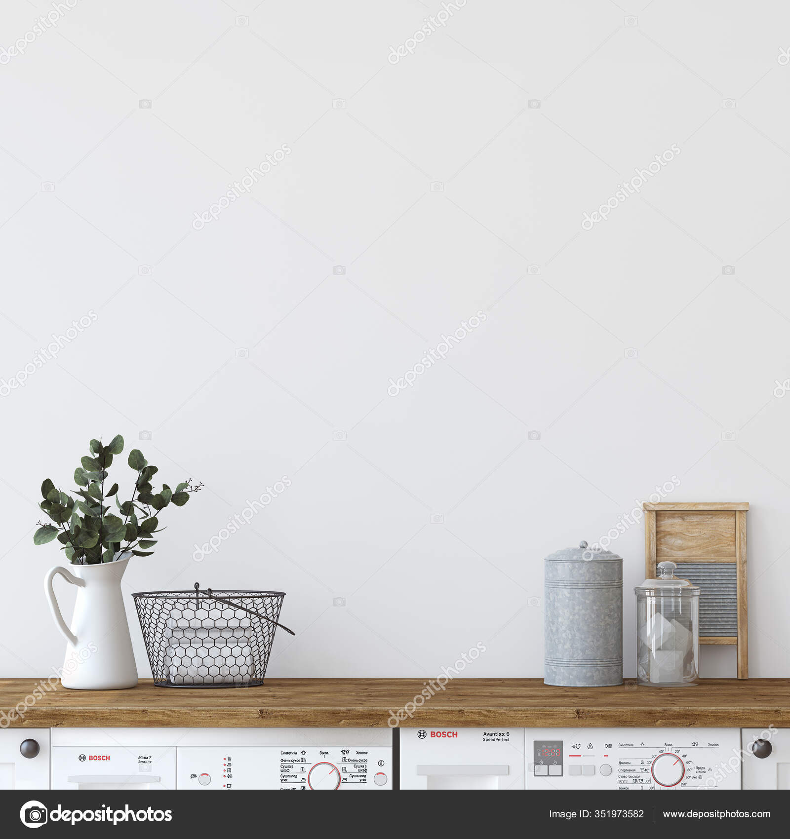 Download Modern Farmhouse Laundry Interior Mockup Render Stock Photo Image By C Poligonchik 351973582