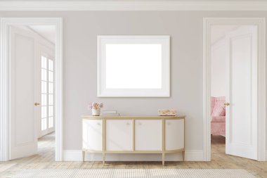 Modern koridor. İç ve çerçeve modeli. 3d hazırlayıcı.