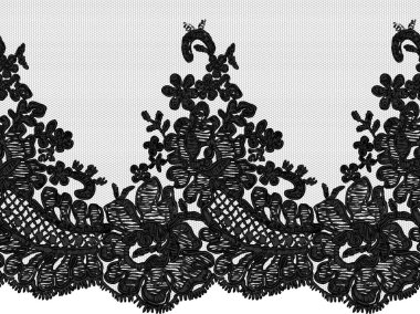 Sorunsuz siyah vektör dantel modeli