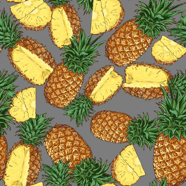 Seamless Vecor Pineapple Pattern — Stock Vector