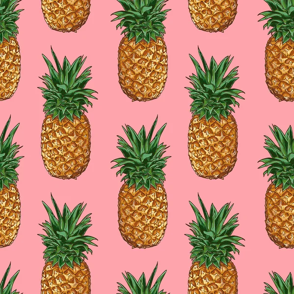 Senza soluzione di continuità modello ananas Vecor — Vettoriale Stock