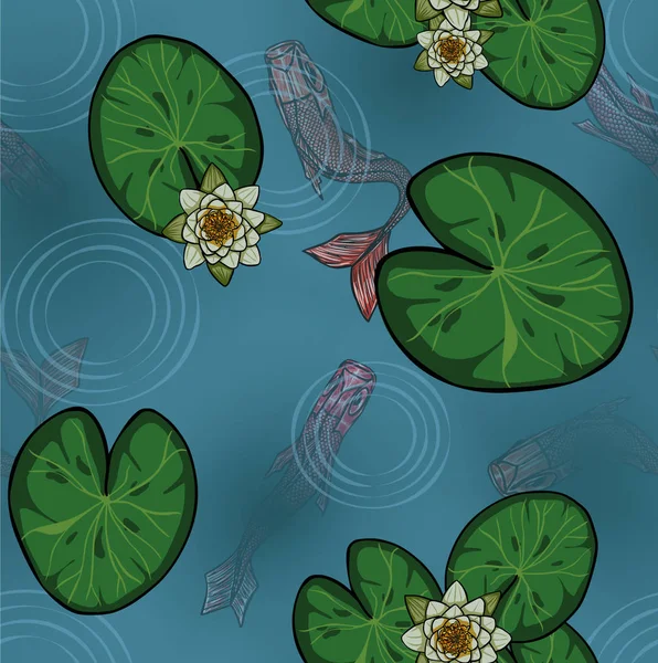 Patrón de flores sin costura Vector Waterlily — Archivo Imágenes Vectoriales