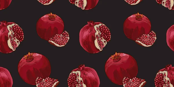 Seamless Vector Pomegranate Pattern — Stock Vector