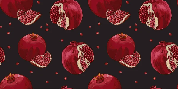 Seamless Vector Pomegranate Pattern — Stock Vector