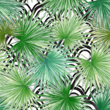 Sorunsuz suluboya egzotik yaprakları desen