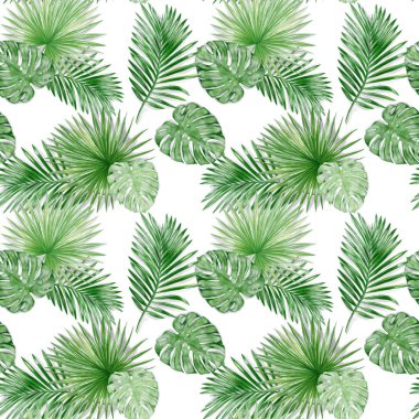 Sorunsuz suluboya egzotik yaprakları desen