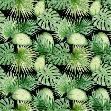 Sorunsuz suluboya egzotik yaprakları desen