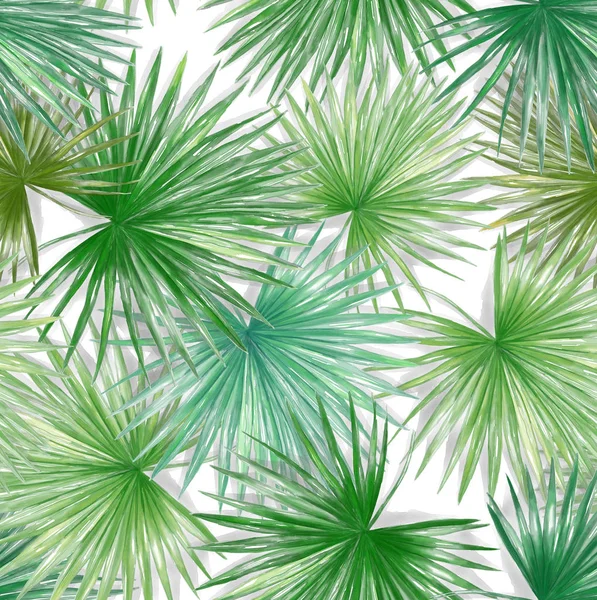 Seamless Watercolor Exotic Leaves Pattern — Stock Photo, Image