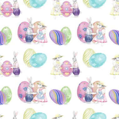 Sorunsuz suluboya Easter Bunnies desen