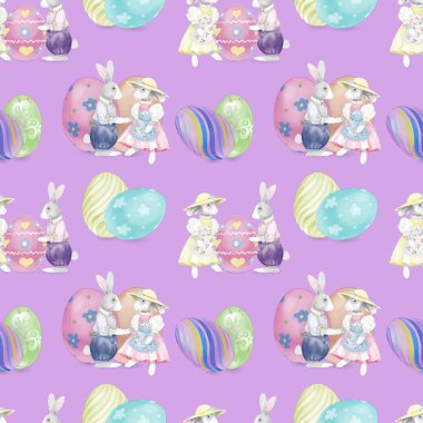 Sorunsuz suluboya Easter Bunnies desen