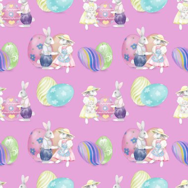Sorunsuz suluboya Easter Bunnies desen