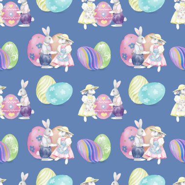 Sorunsuz suluboya Easter Bunnies desen