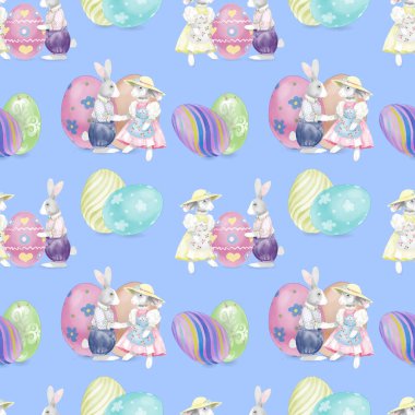Sorunsuz suluboya Easter Bunnies desen