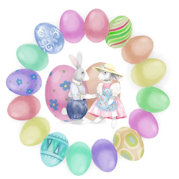 Akvarell húsvéti keret — Stock Fotó