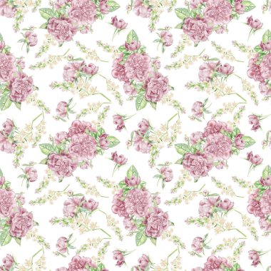 Sorunsuz suluboya Peonies desen