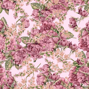 Sorunsuz suluboya Peonies desen