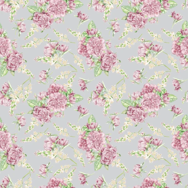 Seamless Watercolor Peonies Pattern