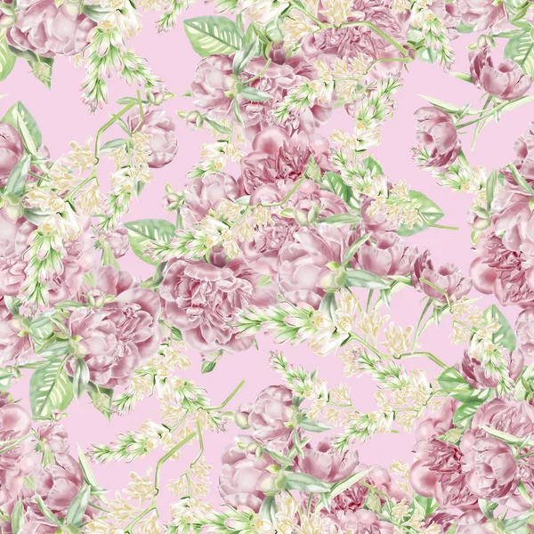 Seamless Watercolor Peonies Pattern